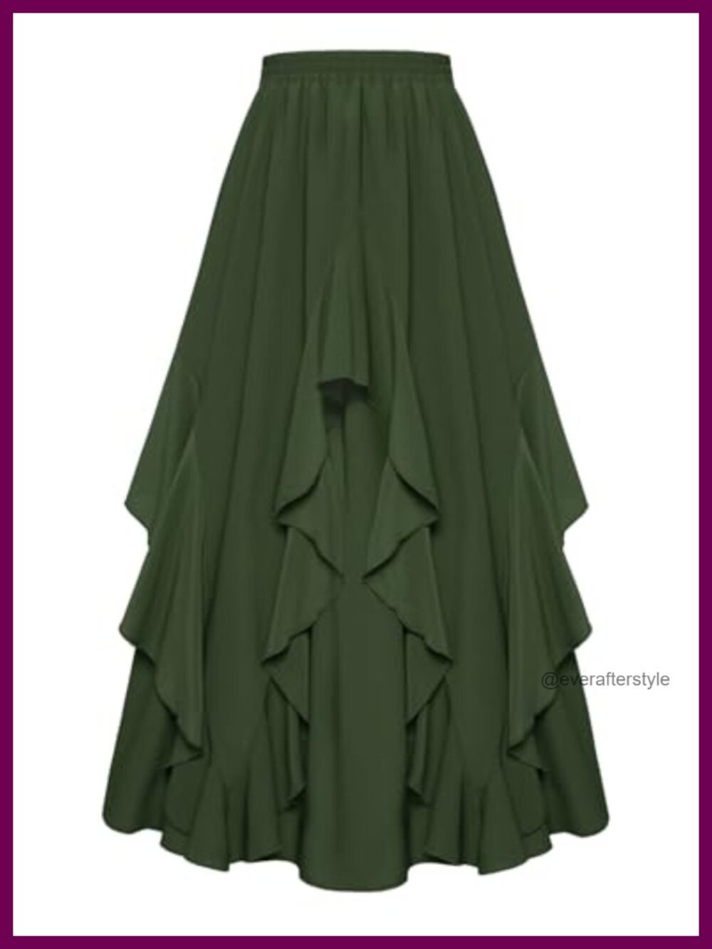 Ruffled Flowy Renaissance Maxi Skirt A-Line Double Layer Boho